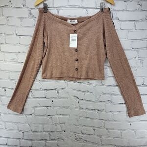 Nordstrom Double Zero Top Womens Lovely Large Cropped Long Sleeve New With Tags